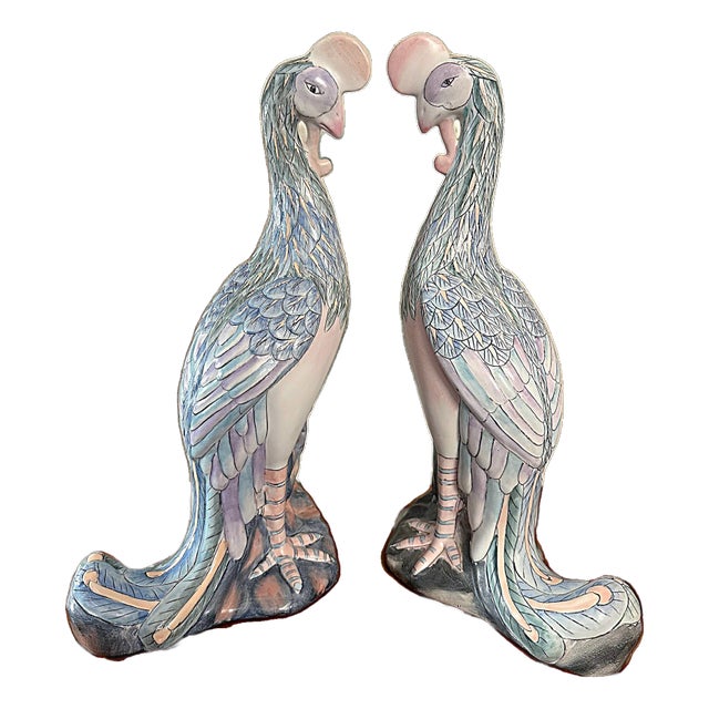 Vintage Chinese Porcelain Phoenix Figurals - a Pair For Sale