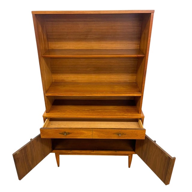1970s Vintage Mid Century Modern Hutch Bookcase Cabinet For Sale - Image 5 of 9