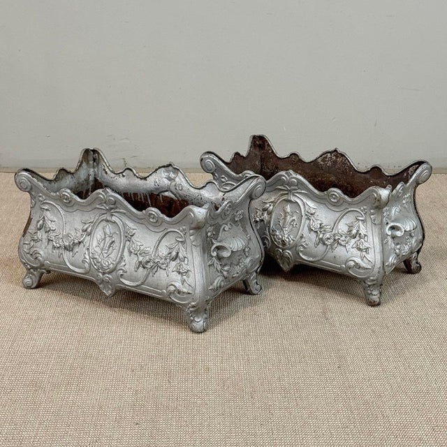 Pair Antique French Louis XIV Style Cast Iron Jardinières For Sale - Image 4 of 17