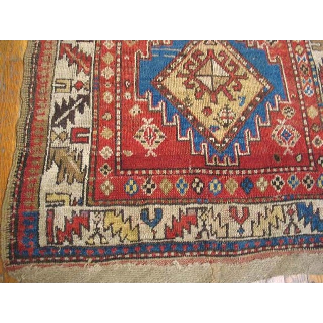 Tribal 1930s Antique Kurdish Diamond Classic Tribal Coral Hallway Runner Rug For Sale - Image 3 of 6