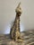 Mid-Century Modern Vintage Jeanne Valentine–Attributed Cream, Gold and Blue Papier-Mâché Cat Sculpture For Sale - Image 3 of 6