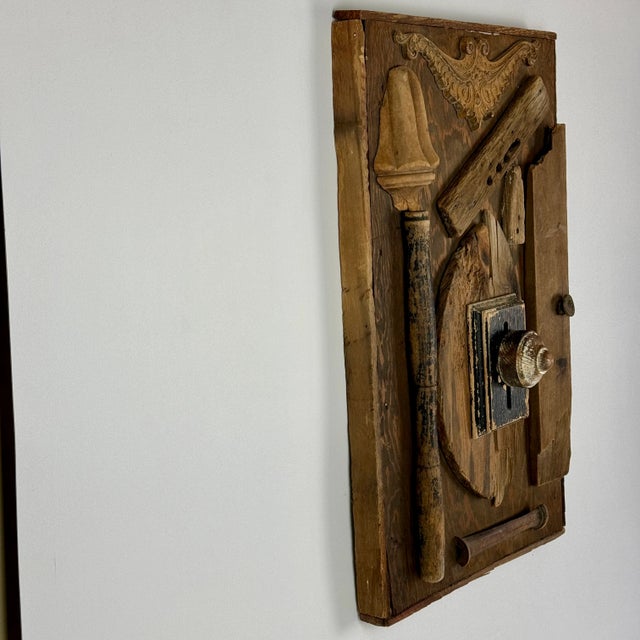 Early 20th Century Vintage Folk Art Wall Sculptural Art of Wood Objects Assembled Cubist Collage For Sale - Image 5 of 9
