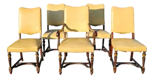 Set of 5 Antique French Style Dining Chairs