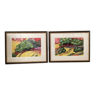 Pair of Susan R. Wilson Original Oilstick Landscapes "Ample Spaces" & "Spaces With River," Signed and Dated 2002 For Sale