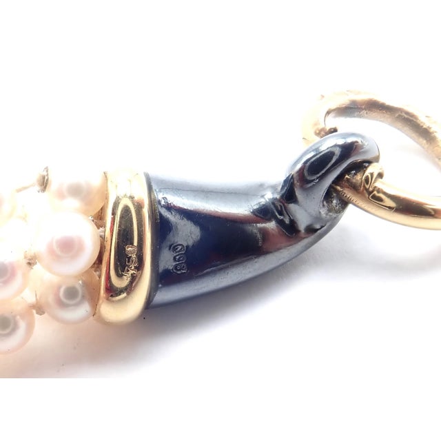 1990s Panthere De Cartier Panther Yellow Gold & Silverium Pearl Emerald Bracelet For Sale - Image 10 of 14