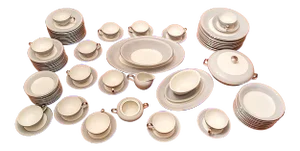 Vintage Mid-Century Classical Blue Grey Japanese China Set- 90 Pieces