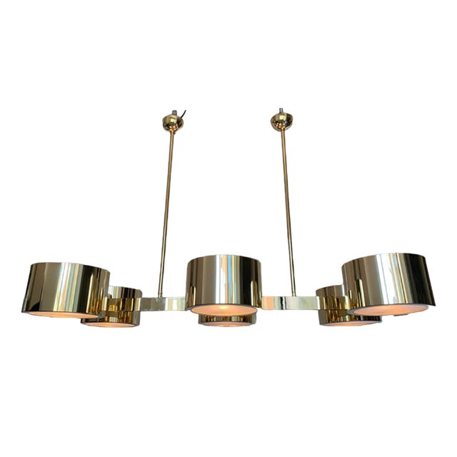 Italian Sputnik Pendant Light in Metal Gold from Stilnovo For Sale