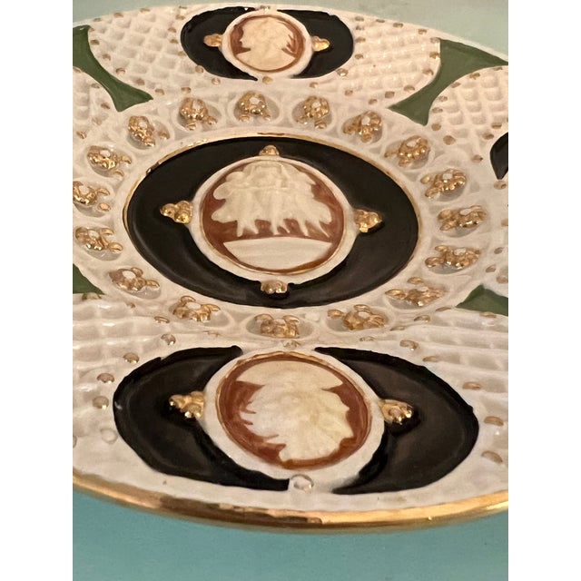 Antique Handpainted Art Deco Decorative Centerpiece Cameo Plate For Sale - Image 4 of 4