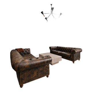 Restoration Hardware Kensington 96" Down-Filled Leather Sofas – Glove Leather (2 Available) For Sale