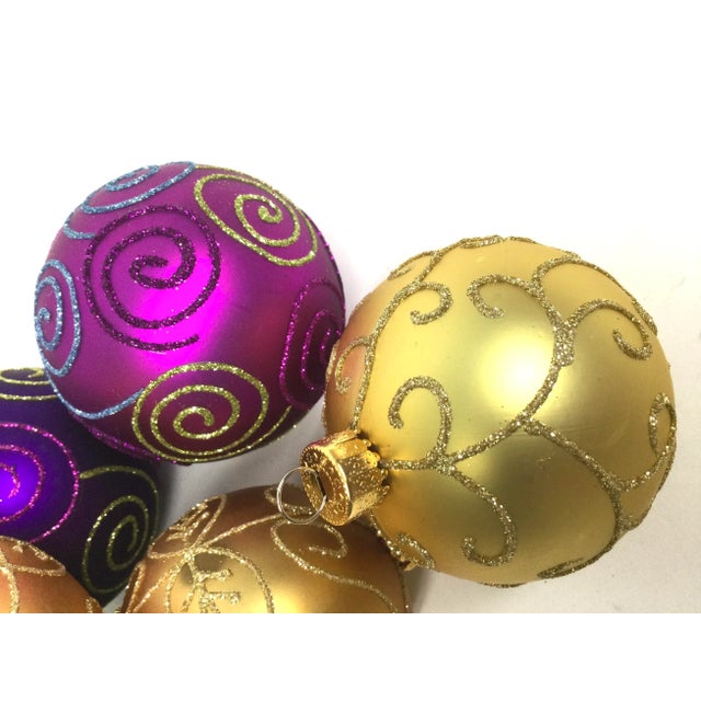 6 Vintage Glass Hanging Ornaments For Sale - Image 4 of 7