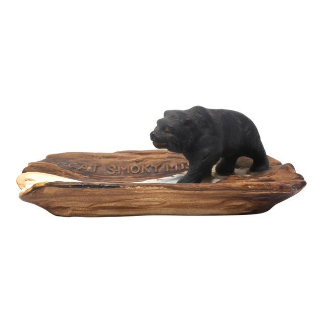 Vintage Great Smoky Mountains Ashtray With Black Bear For Sale
