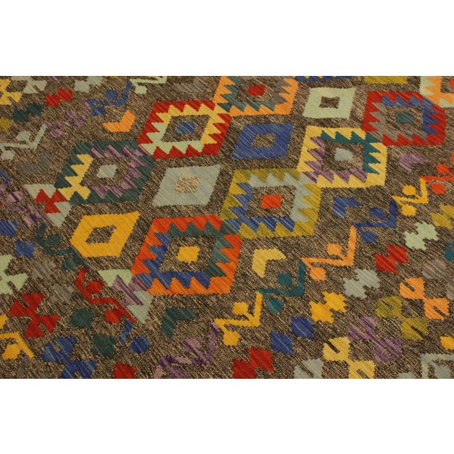 Textile 1990s 1990s Boho Chic Kilim Brown Blue Wool Rug - 5'6" X 7'9" For Sale - Image 7 of 7