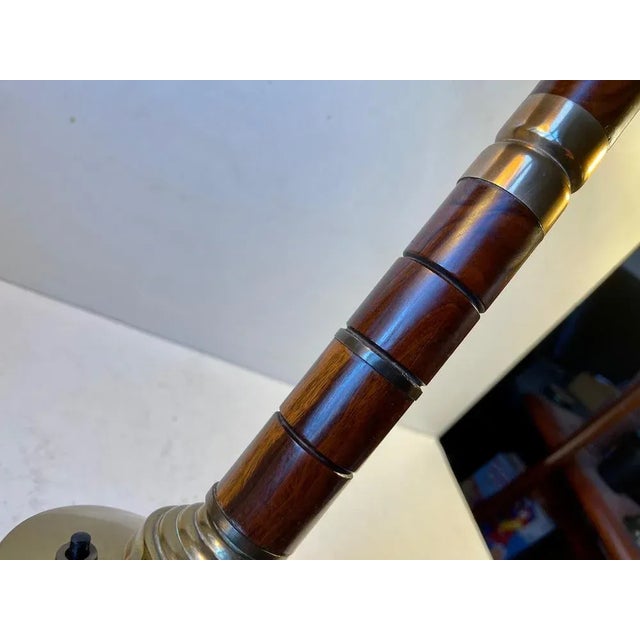 Brown Mid-Century Swedish Table Lamp in Brass and Mahogany, 1960s For Sale - Image 8 of 11