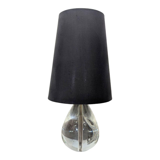 Jonathan Adler Claridge Lead Crystal Table Lamp With Black Shade For Sale