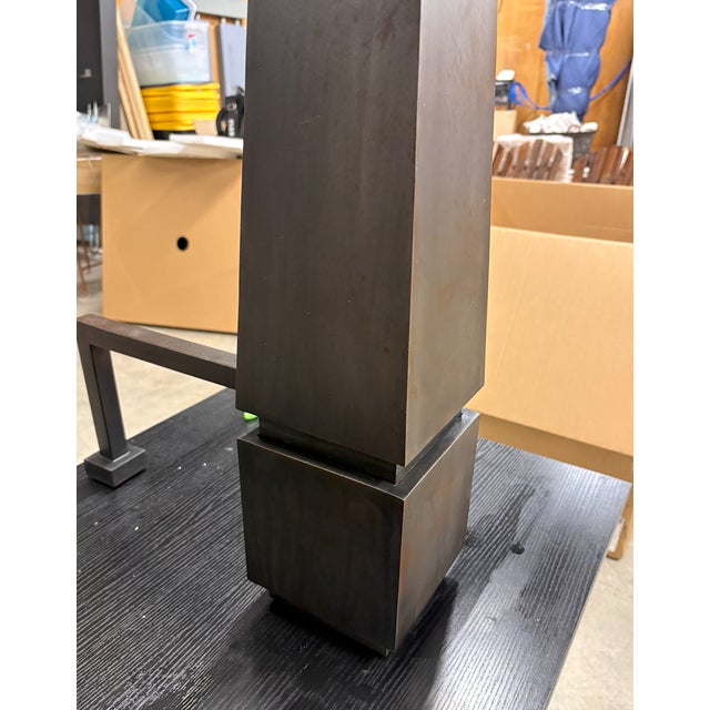 Black Pair of Chesneys Oxidized Steel Andirons For Sale - Image 8 of 17