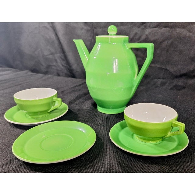 Mid-Century Modern Vintage Green Laveno Italian Tea Set, Società Ceramica Italiana, Mid Century For Sale - Image 3 of 13