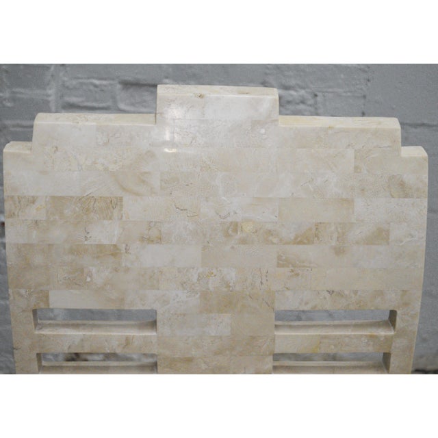 1980s Maitland Smith Style Tessellated Fossil Stone Regency Style Chair For Sale In Cincinnati - Image 6 of 11