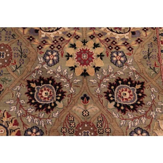 Elagant Floral 1990's Pak-Persian Green/Beige Wool Rug - 8'0'' X 10'3'' For Sale In New York - Image 6 of 9