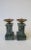 Dark Green Neoclassical Dark Green Marble and Brass Column Candlestick Holders, Pair For Sale - Image 8 of 11