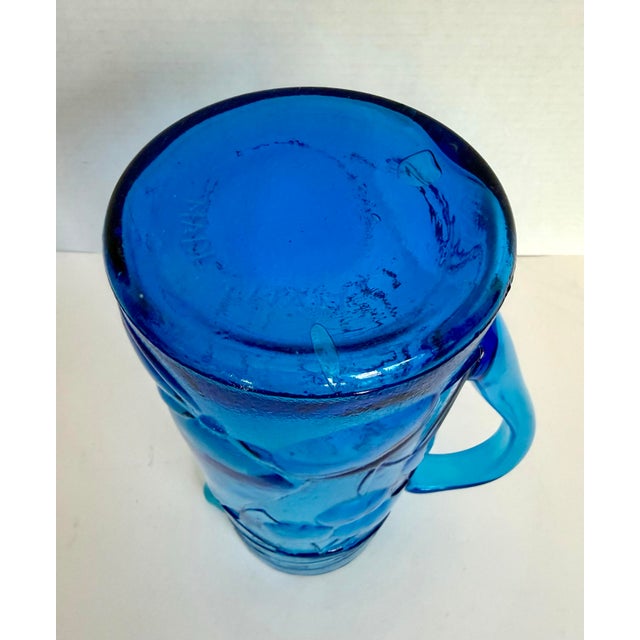 1960s Italian Blue Art Glass Pitcher With Mixed Fruit Motif, Empoli Style For Sale - Image 10 of 12