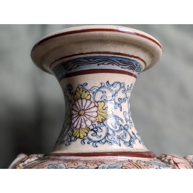 Japanese Antique Japanese Painted and Enameled Vase With Mark, Decorated With Phoenix Birds For Sale - Image 3 of 8
