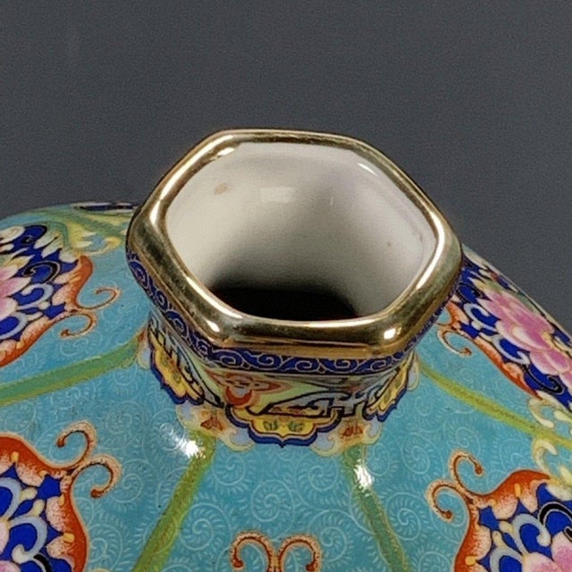 Vintage Chinese Turquoise Famille Rose "Pheasant" Faceted Vase With c.t. Loo Provenance, 1956 For Sale - Image 10 of 10