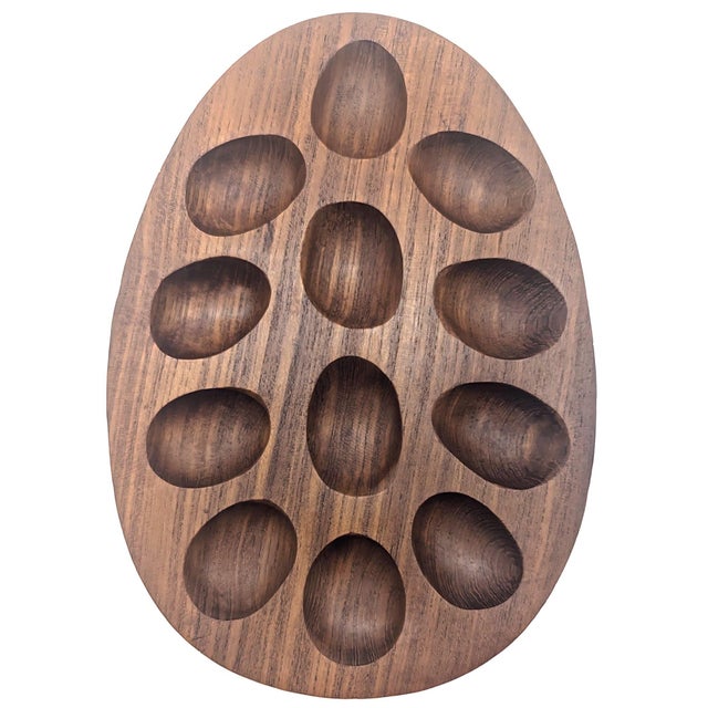 Vintage Teak Wood Deviled Egg Tray For Sale - Image 9 of 10