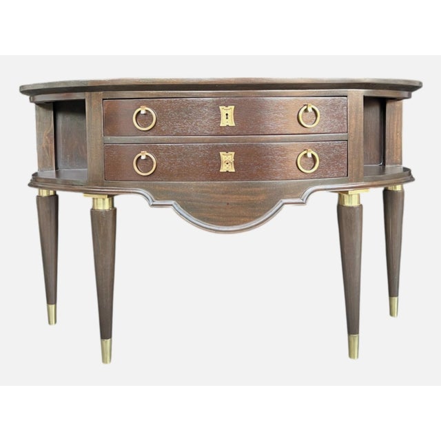 Add timeless French elegance to your home with this beautifully restored French antique demi-lune server, featuring a...