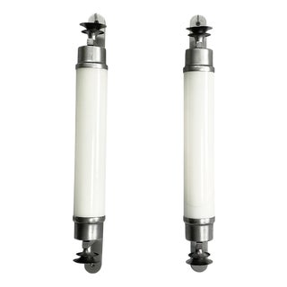 Italian Art Deco Cylindrical Wall Lamps in Opaline Glass and Metal, 1930s, Set of 2 For Sale