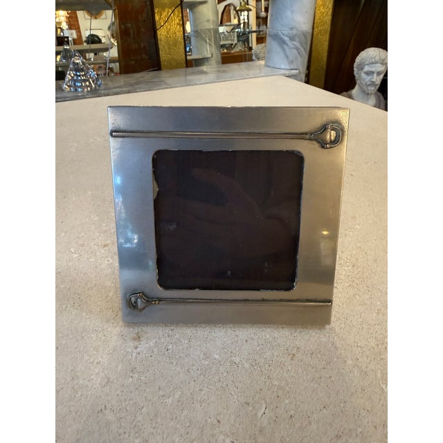 Modern Gucci Silver-Plated Picture Frame With Equestrian Bar Motifs, Italy, 1970s For Sale - Image 3 of 6