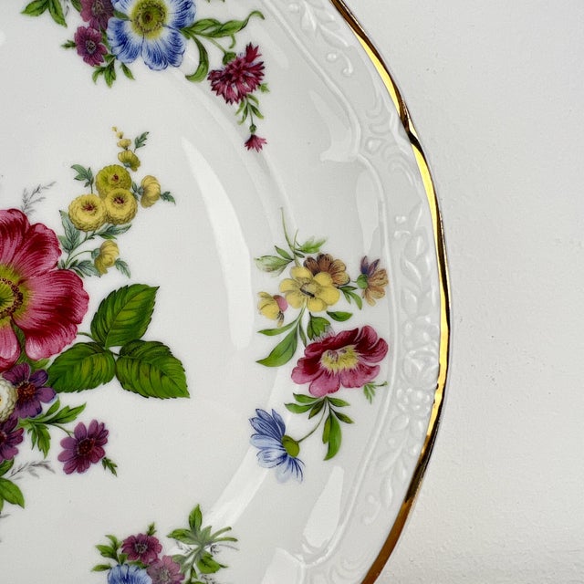 1950s Vintage Floral Porcelain Plate from Disfer Limoges, 1950s For Sale - Image 5 of 11