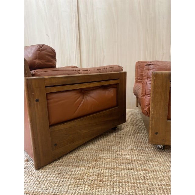 Italian Leather Club Chairs, 1960s, Set of 2 For Sale - Image 11 of 12