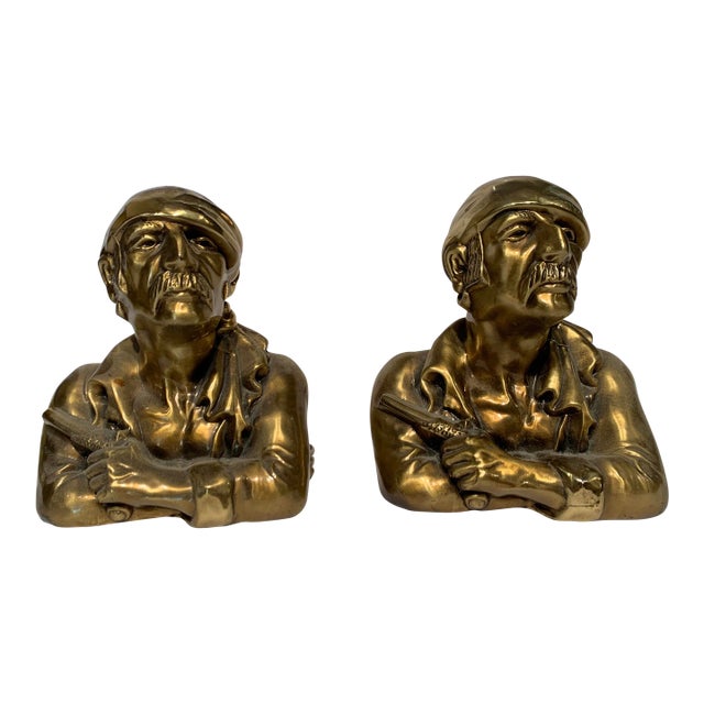 1950s Spanish Men Brass Statues - a Pair For Sale