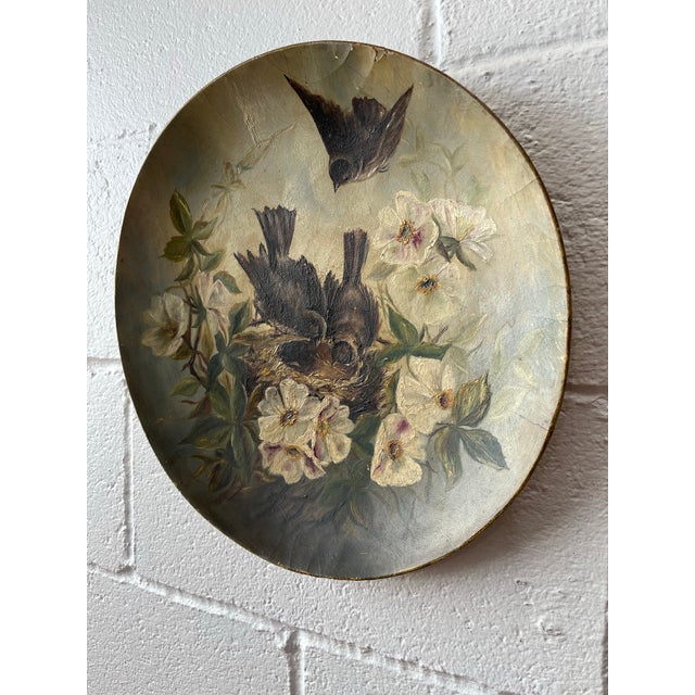 Victorian Hand Painted Paper Mache Plate For Sale - Image 3 of 10