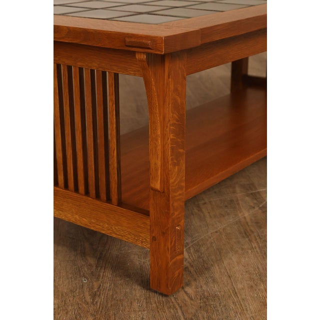 Stickley Mission Collection Oak Tile Top Coffee Table For Sale - Image 11 of 18