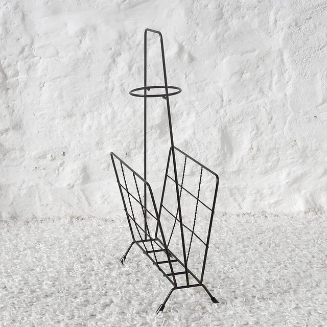 Mid-Century Modern Vintage French Magazine Rack with Ashtray Holder, 1960s For Sale - Image 3 of 11