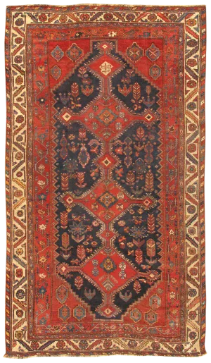 Antique Shiraz Rust/Ivory Rug, 6' 7" X 11' 3"