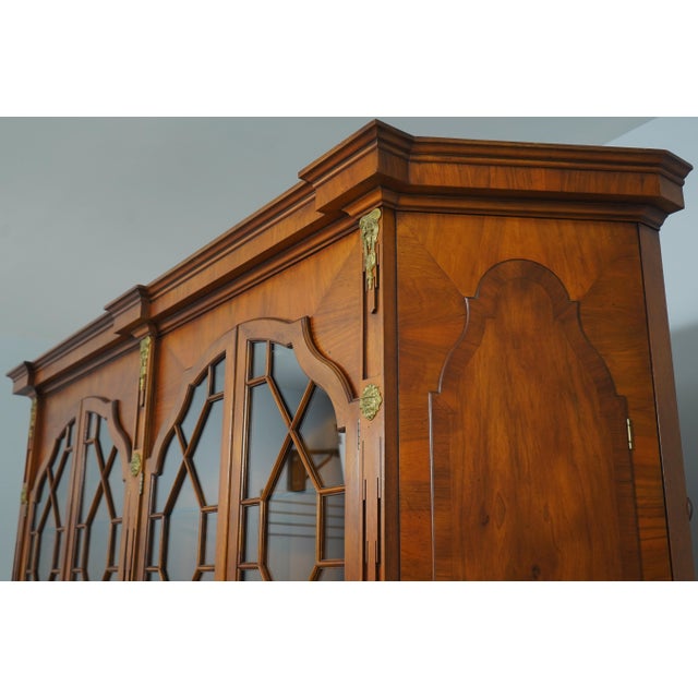 Vintage Large Georgian Style Walnut Bookcase Display Cabinet For Sale - Image 14 of 18