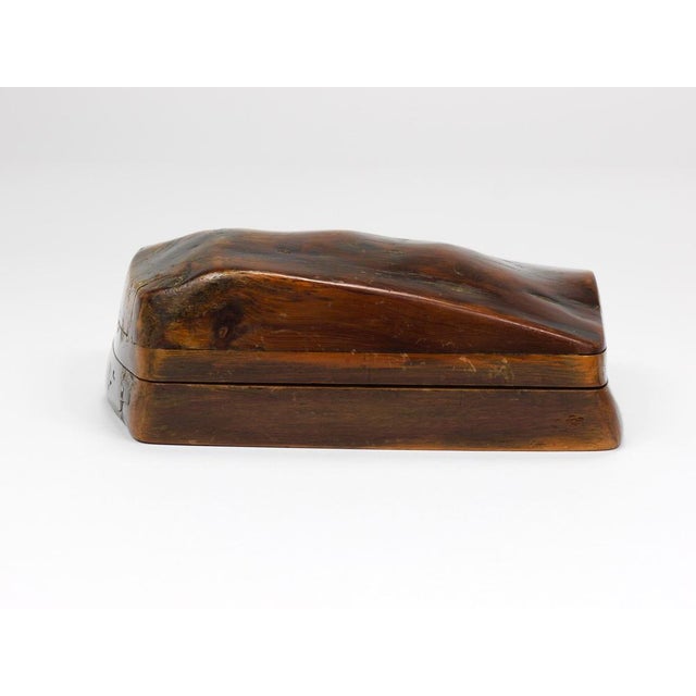Brown Hand-Carved Organic Wooden Box with Lid, France, 1950s For Sale - Image 8 of 18