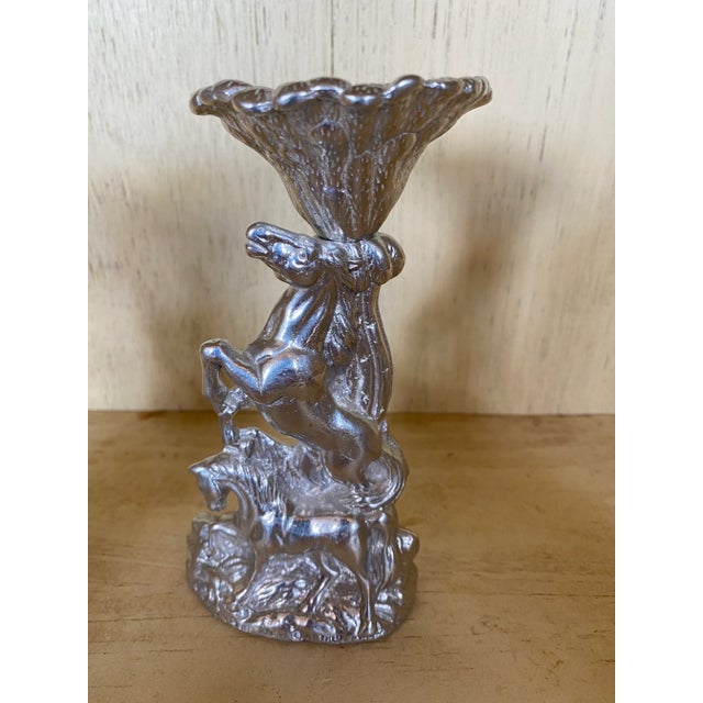 Horse Candleholders, set of Three Metal candleholders in a nice silver color.