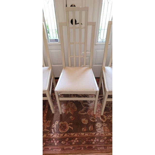 Abel Gonzalez White Lacquer Modern Tall Back Dining Room Chairs For Sale - Image 12 of 18