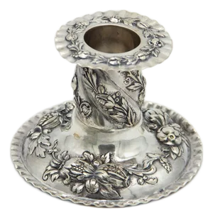 Low Silver Candlestick with Circular Base