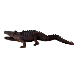 1990s Vintage Hand Carved Solid Wood Alligator
