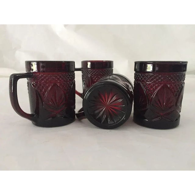 Mid-Century Modern Vintage Luminarc Ruby Red Mugs - Set of 4 For Sale - Image 3 of 5