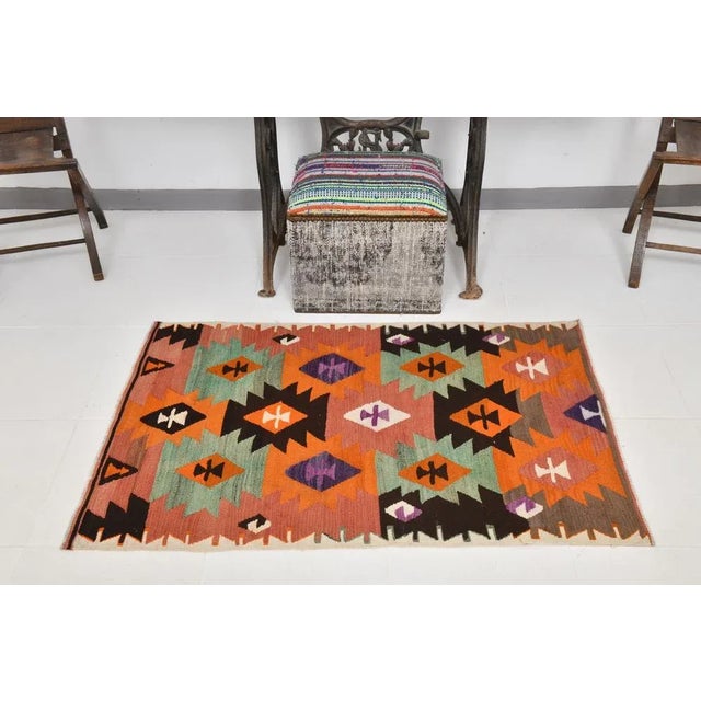 Handmade Kilim in Wool For Sale - Image 4 of 13