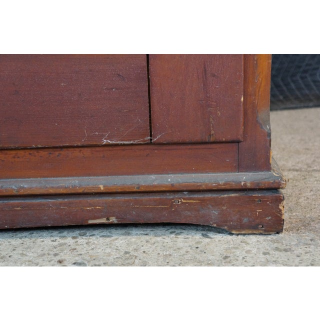 Primitive Antique American Victorian Poplar Closet Cupboard Linen Press Cabinet For Sale - Image 4 of 18