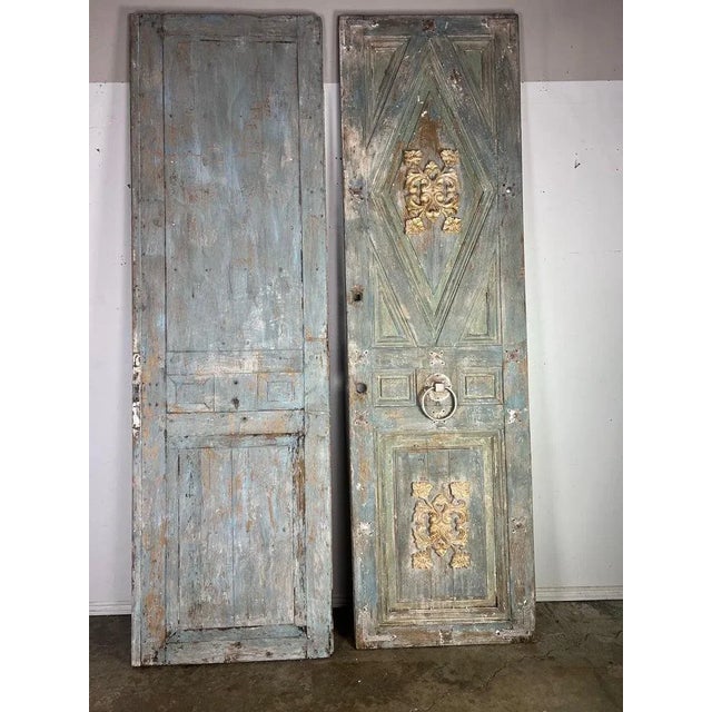 Neoclassical Pair of Italian Painted & Parcel Gilt Doors C. 1900 For Sale - Image 3 of 12