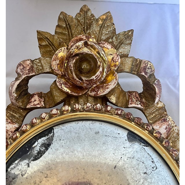 Antique French Gilt Wood Clock Case W/Mirrored Convex Glass Finish For Sale - Image 15 of 18