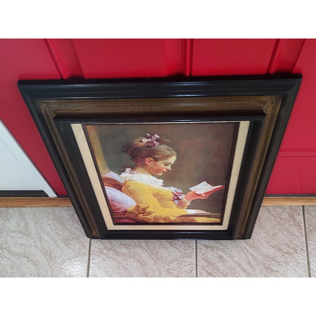 Traditional 1960s "The Reader" Repro by Jean-Honore Fragonard in Antique Frame For Sale - Image 3 of 5