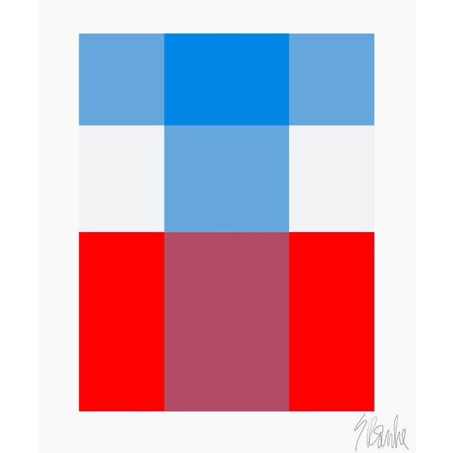 French Picnic, Blue Over Red Fine Art Print 35" X 45" by Liz Roache For Sale